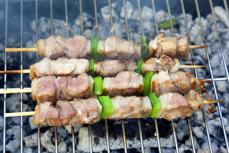 牛肉一些烤肉烤架上的特写镜头