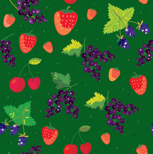 浆果无缝模式贝里 黑莓 樱桃
