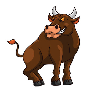 公牛的滑稽漫画插图照片