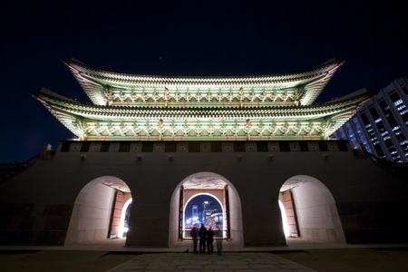 韩国景福宫的夜景