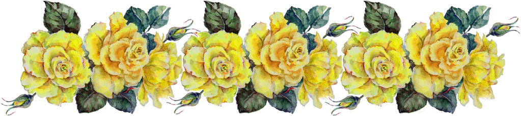 图中，玫瑰，边界，黄色，绿色
