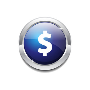 美元货币符号圆蓝色矢量 web 按钮图标