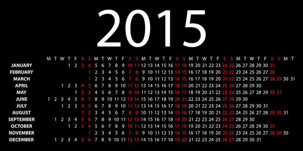 horisontella kalender fr 2015 p svart bakgrund