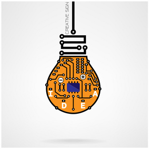 创意灯泡想法概念模板，灯泡电路 sy