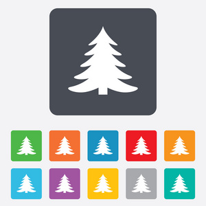 圣诞树标志图标。假期按钮