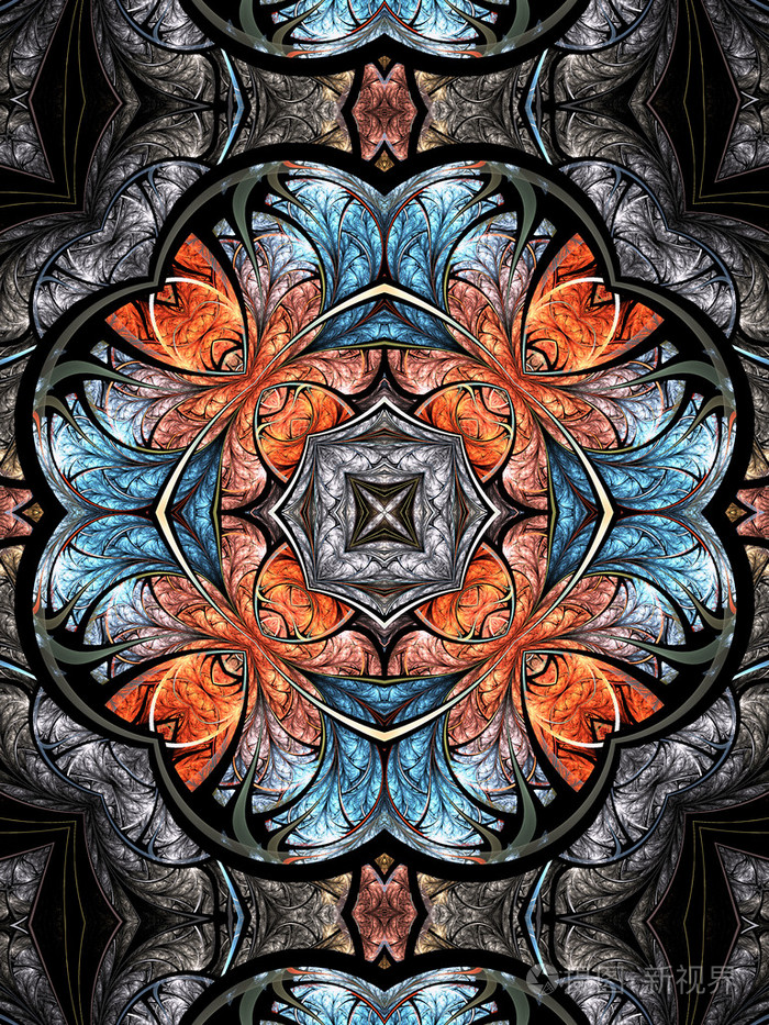 多彩的分形万花筒,数码艺术作品的平面创意设计
