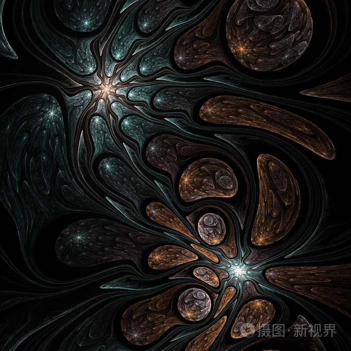 黑暗的分形漩涡数码艺术作品的平面创意设计