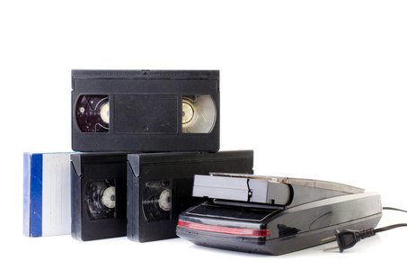 录像带和老式的 vhs 复卷机