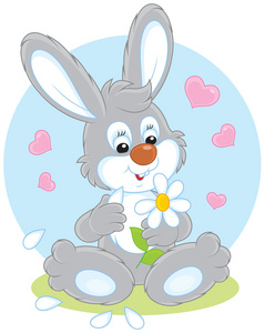 白羊兔在演播室背景与一个可爱的野兔在云与气球和题字-梦想大.