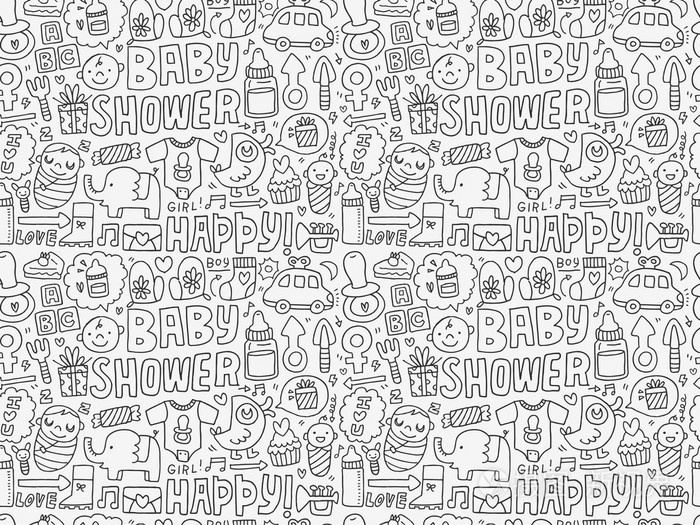 无缝涂鸦生日聚会图案背景