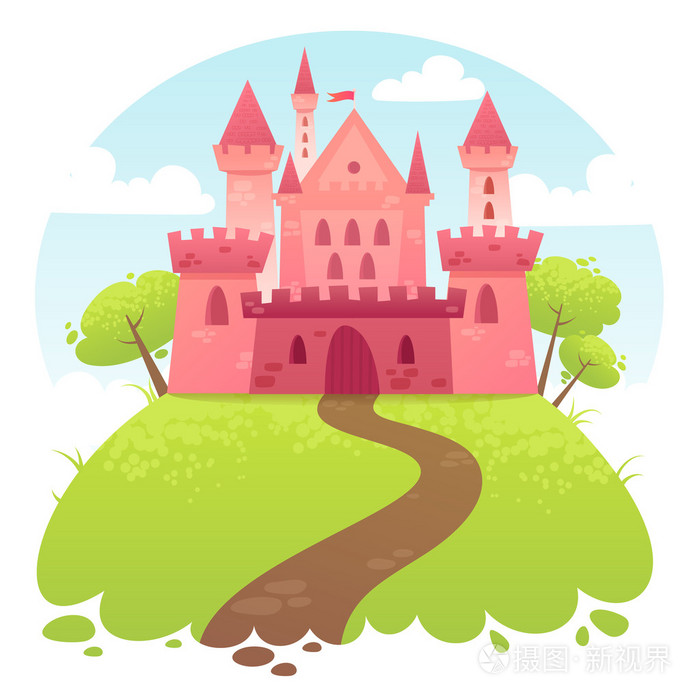 可爱回力卡通矢量中世纪城堡