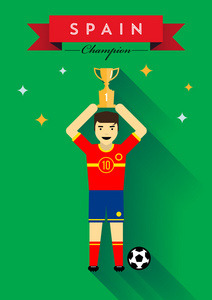 奖杯得主西班牙足球球员平面设计