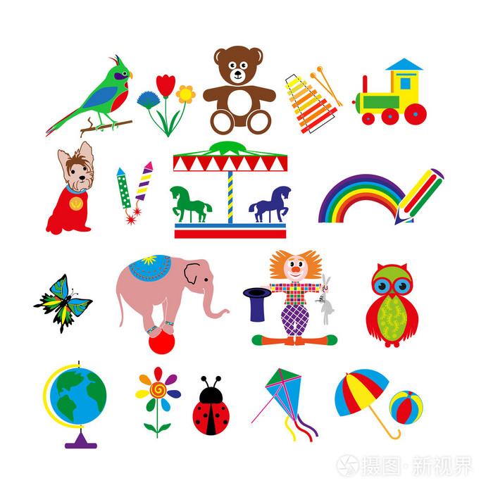 五颜六色的玩具插画-正版商用图片1fvskd-摄图新视界