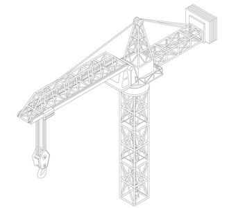 起重机施工等轴视图绘制矢量
