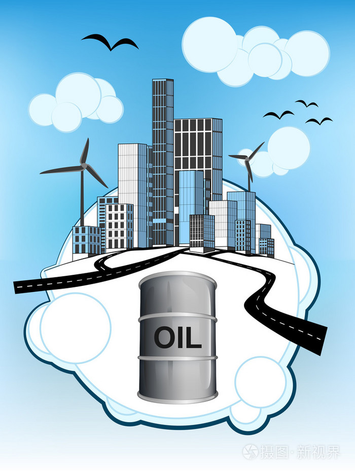 每桶石油的白色泡沫带生态景观矢量插画-正版商用图片1fvubo-摄图新