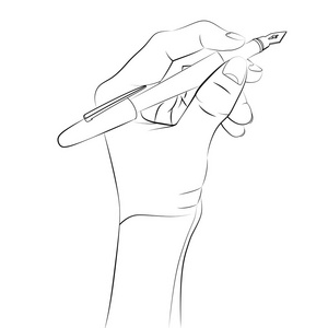 手握钢笔孤立人手握钢笔素描矢量照片