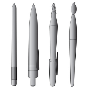 画笔钢笔圆珠笔铅笔树荫下集合矢量