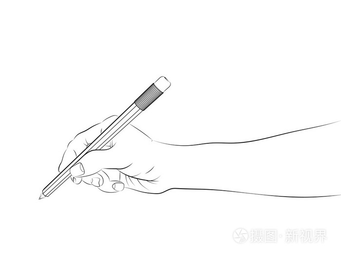 拿着铅笔素描矢量的孤立的人的手侧视图插画-正版商用图片1fvved-摄图