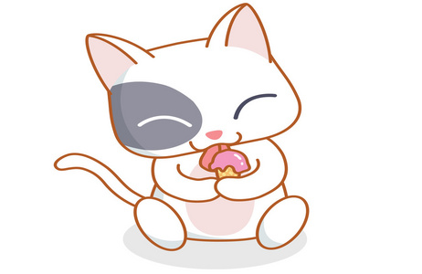可爱的卡通猫吃冰激淋