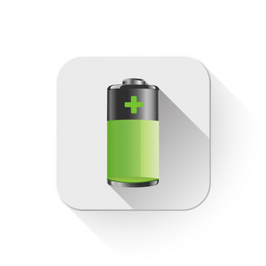 电池图标的长长的影子在 app 按钮