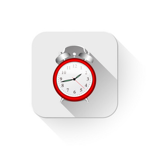 与长长的影子在 app 按钮上方的时钟报警图标