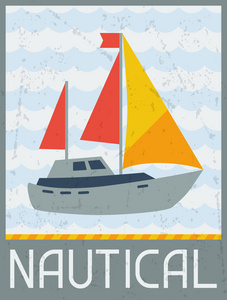 航海.在平面设计风格复古海报照片