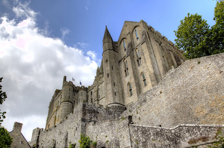 修道院的 mont 圣米歇尔，诺曼底，法国