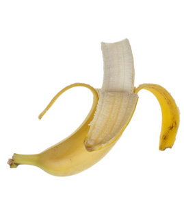 一半被剥皮的香蕉图片