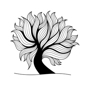 乱写乱画树，黑色和白色颜色