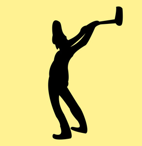 伐木工人剪影图片