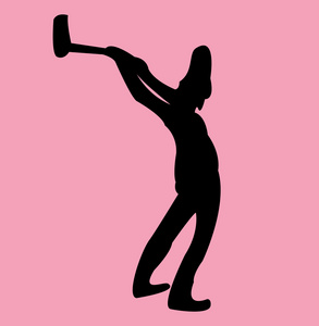 伐木工人剪影照片