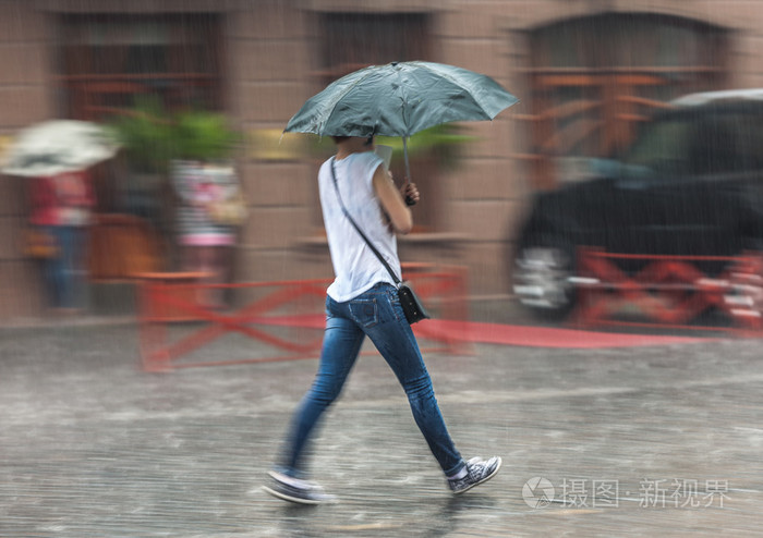 在下雨天在街上行走的人