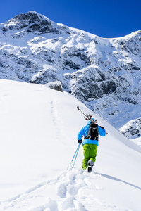 滑雪 滑雪 自由式滑雪在新鲜粉雪