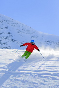 滑雪 滑雪 自由式滑雪在新鲜粉雪