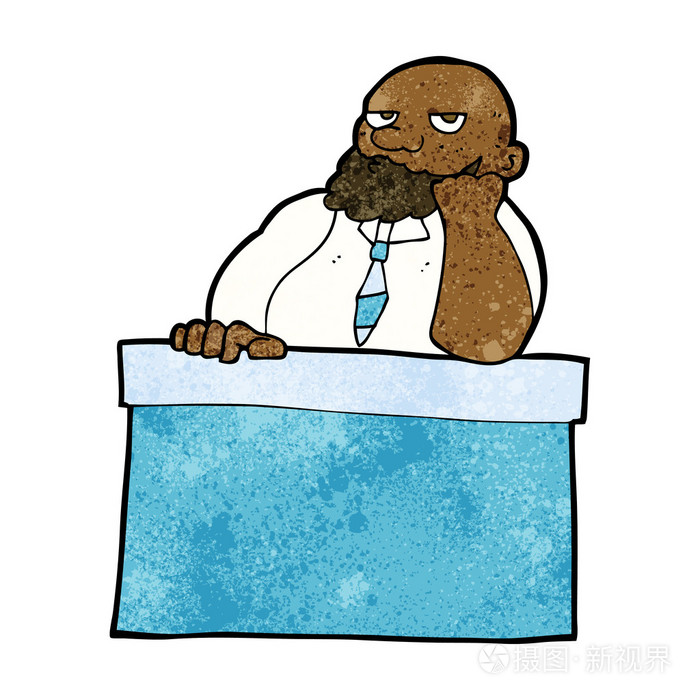 卡通无趣的人在桌子上