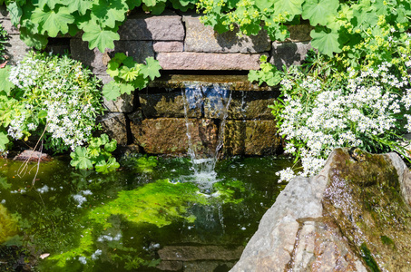 瀑布, 花园池塘