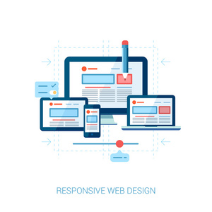 平面设计概念用于 web 和移动服务的图标。互联网广告响应的应用程序图标的 web 设计和平面设计。平板电脑 笔记本电脑 手