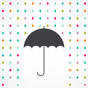 矢量伞和雨下落抽象天气概念