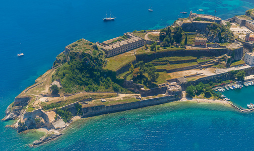 拉岛旧堡垒，科孚岛，希腊的鸟瞰图