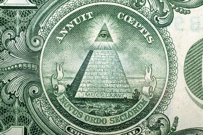 1美元美国金字塔为背景宏