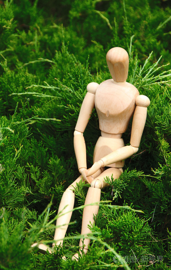 在户外木制姿势木偶