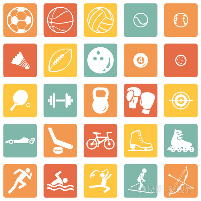 摄图新视界 插画 标志,符号 向量组的体育图标.eps