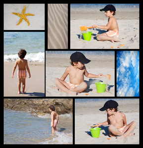 一个孩子在沙滩上