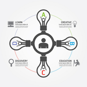 抽象的灯泡的信息图表模板