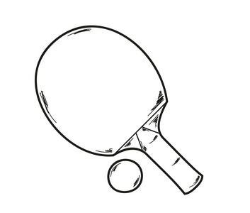 乒乓球拍素描图片