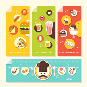 平面设计概念图为食物和饮料