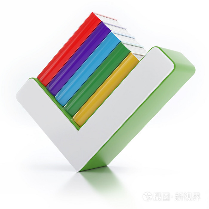 复选标记同意孤立在白色背景的彩色书