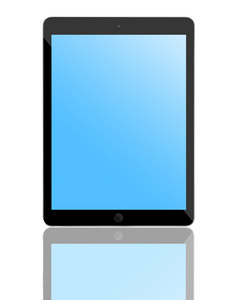 与空白的蓝色屏幕平板电脑