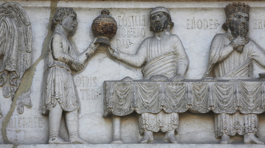 洗礼，帕尔马意大利大理石雕刻细节