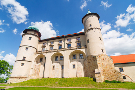 新世界 wisnicz 城堡，波兰的视图